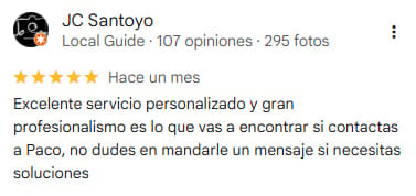 JC Santoyo 5-star review praising personalized service and professionalism