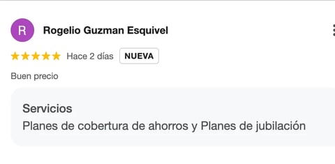 Rogelio Guzman Esquivel profile with 5-star rating, new review 2 days ago. Services: Savings coverage plans and retirement plans.